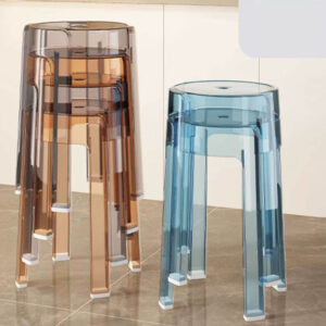 Lightweight Transparent Acrylic Stackable Stool, Non-Slip Foot Caps Clear Counter Stool For Kitchen Island Cafe Home Decor Custom Color Bulk Supply
