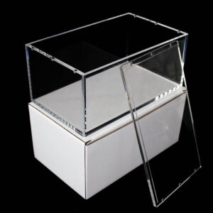 Flat Pack Magnetic Acrylic Display Case With Detachable Lid, Stackable Clear Assemble Box For TCG Boxes Figure Cosmetic Gift Custom Logo Bulk Supply