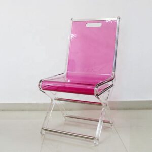 Transparent Tinted Acrylic Folding Dining Chair, Portable Foldable Lucite Accent Side Chair With Handle For Home Cafe Hotel Factory Bulk Wholesale