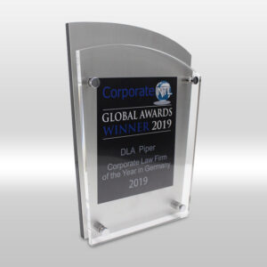 Dual Layer Stainless Steel & Clear Acrylic Award Plaque, Custom Logo Text Engraved Business Honor Commemorative Trophy For Company Annual Ceremony Bulk Supply