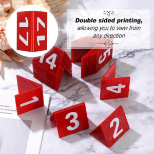 Red V-Shaped Double Sided Acrylic Table Number Tent, Foldable Triangle Table Marker for Restaurant, Wedding & Party OEM ODM Wholesale