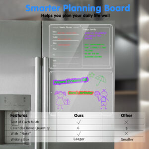 Magnetic Erasable Acrylic Weekly Planner Board, Reusable Dry Wipe Fridge Calendar Whiteboard, Household Family To-Do List Message Plaque OEM Factory Wholesale
