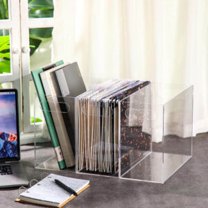 Stackable Clear Acrylic Document Storage Bin With Side Carry Cutouts, Large Capacity Desktop Magazine Folder Organizer For Home Office Study Custom Logo Bulk Supply