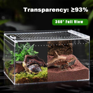360 Full View Ventilated Acrylic Reptile Tank, Punch Side Air Holes Breeding Enclosure For Bearded Dragon Tortoise Tarantula Custom Size Bulk Supply