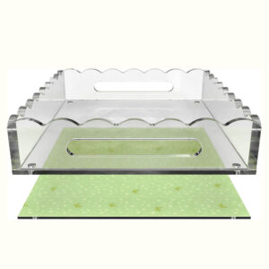 Heart Scalloped Wave Edge Clear Acrylic Vanity Tray, Custom Printed Floral Insert Base Decorative Makeup Perfume Jewelry Organizer For Bedroom Wholesale