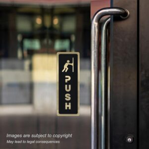 Luxury Black Gold Acrylic PUSH Sign, Drill-Free Glass Door Push Label Perfect For Commercial Entrance Decor