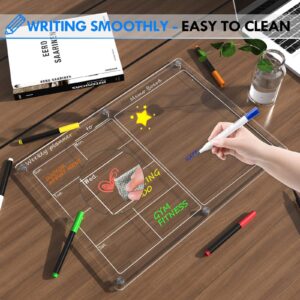Wall Mount Magnetic Acrylic Weekly Planner Board Full Accessory Set, Double Grid Dry Erase Family Schedule Memo Whiteboard Kit Factory Bulk Wholesale