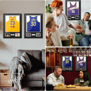 Wall Mount Black Wooden Basketball Jersey Display Shadow Box Frame, Custom Photo Name Plate Sports Shirt Memorabilia Storage Case For Fan Collectibles Factory Wholesale