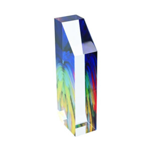 Slant Cut Square Column Acrylic Award Plaque, Side Rainbow Gradient Fluid Art Crystal Trophy, Blank Engraving Custom Logo Text Creative Event Commemorative Display Block Factory Wholesale