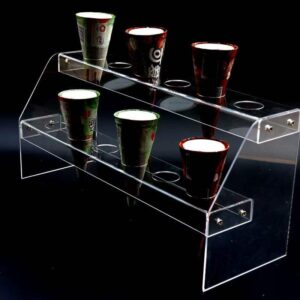 2-Tier Slanted Clear Acrylic Waffle Cone Display Stand, 6 Round Hole Ice Cream Cone Cup Holder For Dessert Bubble Tea Shop Counter Wholesale