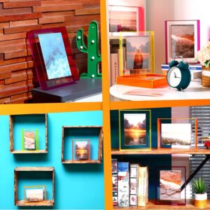 Multi Color Thin Edge Clear Acrylic Floating Wall Frame, Punch-Free Self-Stick Picture Holder For Pet Portrait Minimalist Wall Decor Custom Size Bulk Supply