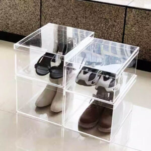 Clear Acrylic Flip Lid Shoe Storage Box, Stackable Dust-Proof Sneaker Organizer, Transparent Footwear Display Container For Closet Entryway Factory Wholesale