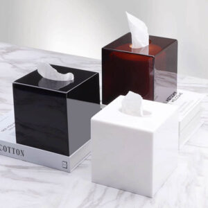 Thick Solid Clear Lucite Tissue Box, Top Cutout Napkin Holder Without Lid, Waterproof Transparent Facial Tissue Dispenser For Bedroom Cafe Restaurant Custom Size Bulk Supply