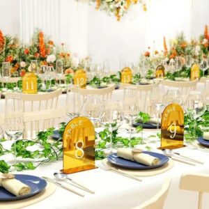 1 to 30 Mirror Acrylic Arched Table Number Stands, Double Sided Wedding Reception Table Tent Signs, Custom Color Banquet Table Marker Bulk Supply