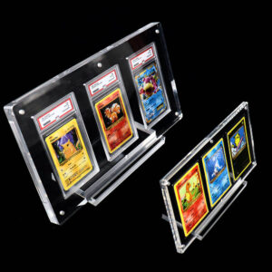Magnetic Clear Acrylic PSA Graded Card Display Stand, Multi-Slot Lucite TCG Card Slab Holder, Freestanding Pokemon Sports Trading Card Collector Showcase For Hobby Shop Wholesale