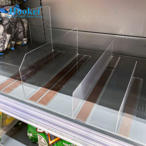 elf Adhesive Clear Acrylic Retail Shelf Dividers, Supermarket Merchandise Separator Organizer, Removable Adhesive Store Shelf Partition OEM ODM Factory Wholesale